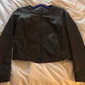 Brown Faux Leather Jacket
